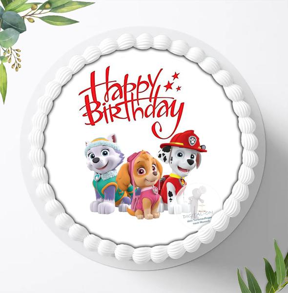 Preview: Paw Patrol Tortenaufleger mit Wunschnamen Ø 20cm, 3819